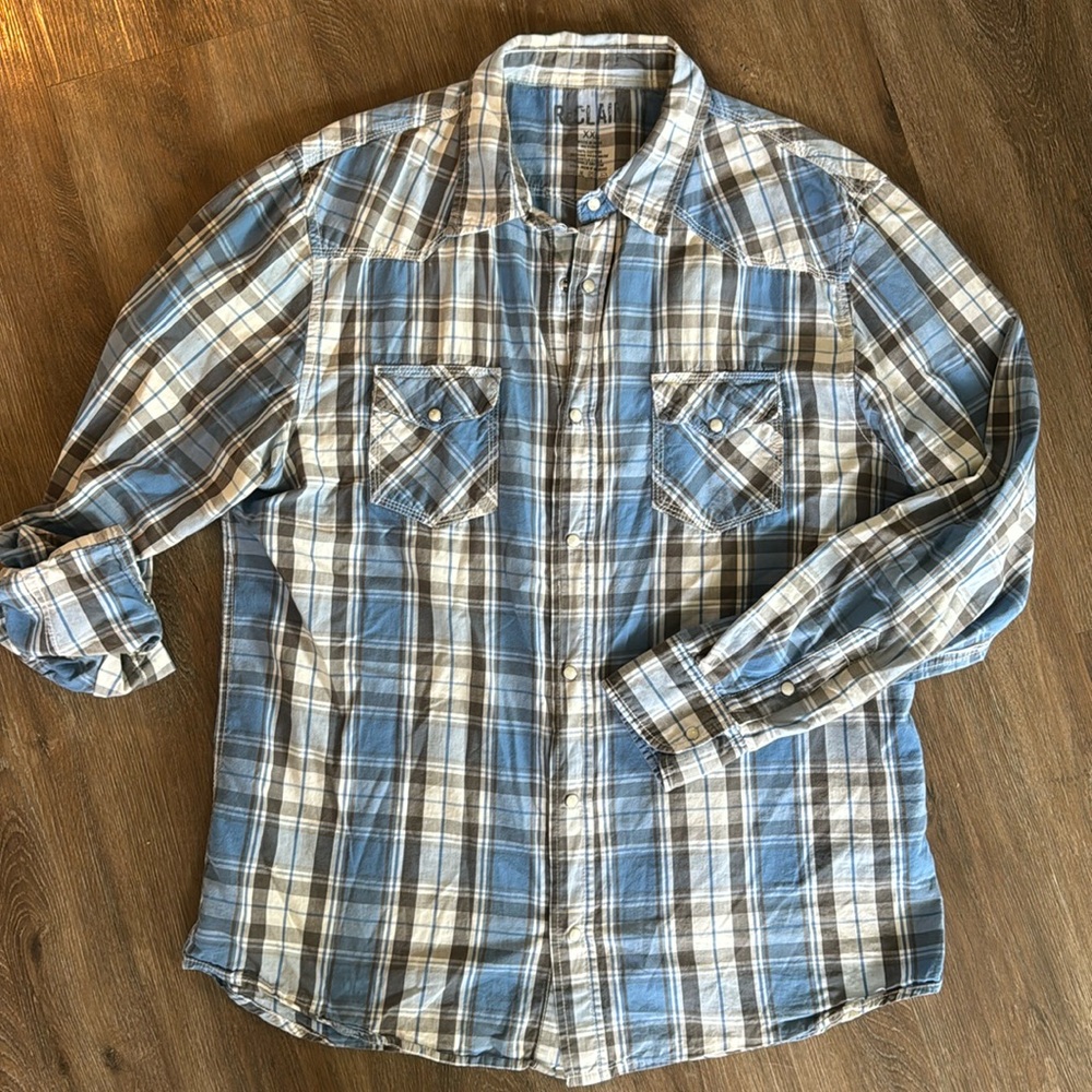 Men’s Reclaim Plaid long sleeve snap down